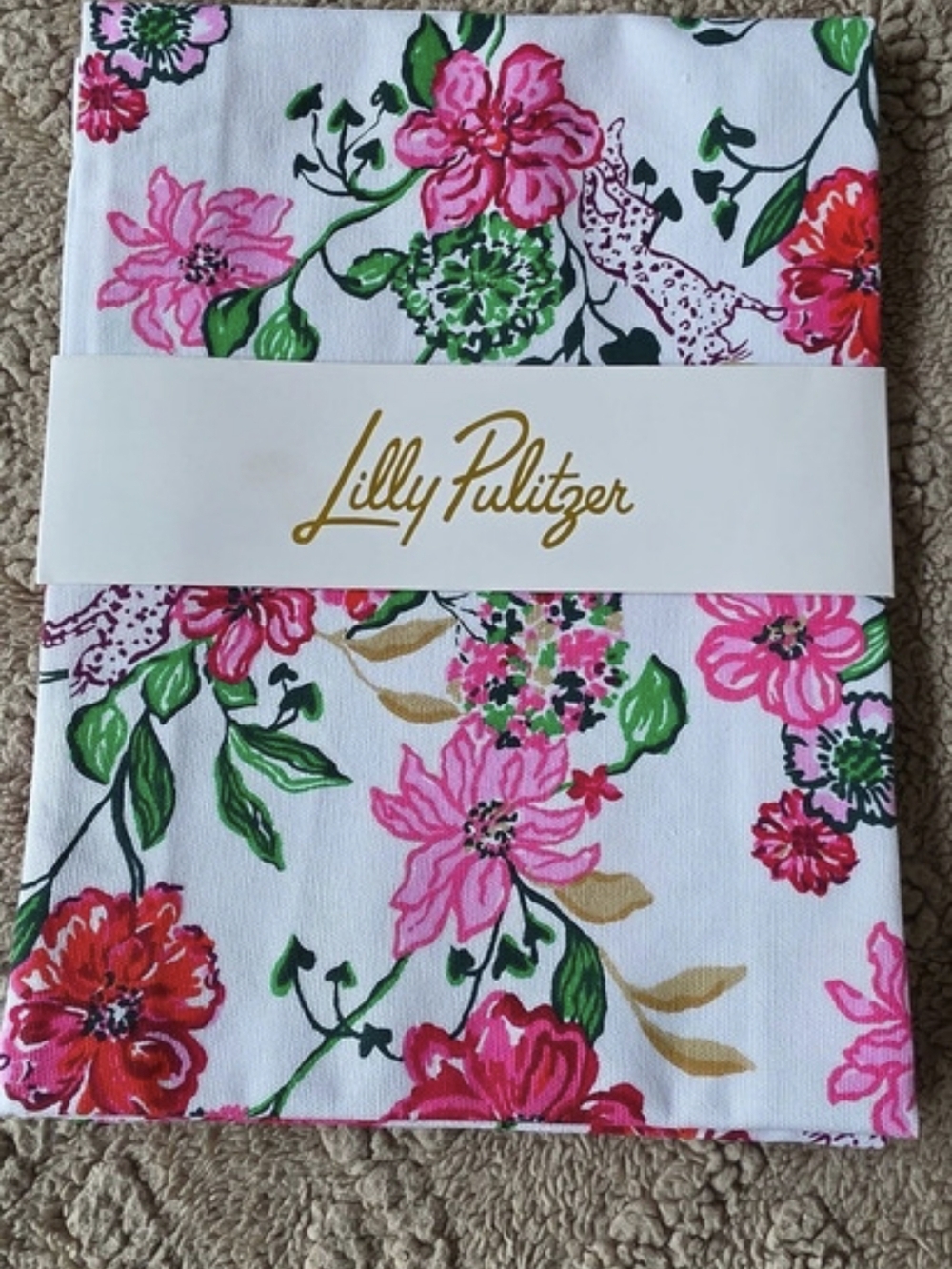 Lilly Pulitzer Floral Tea Towel in Pink & Green New
